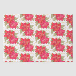 Seda Papel de Tecido de Poinsettias de Natal Clássico