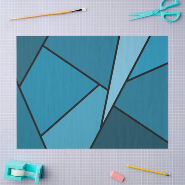 Seda Papel de Tecido de Polígonos Teais abstrato (Arte )