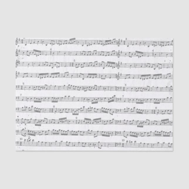 Seda Papel de Tecido de Pontuação Musical da cinza (Frente )