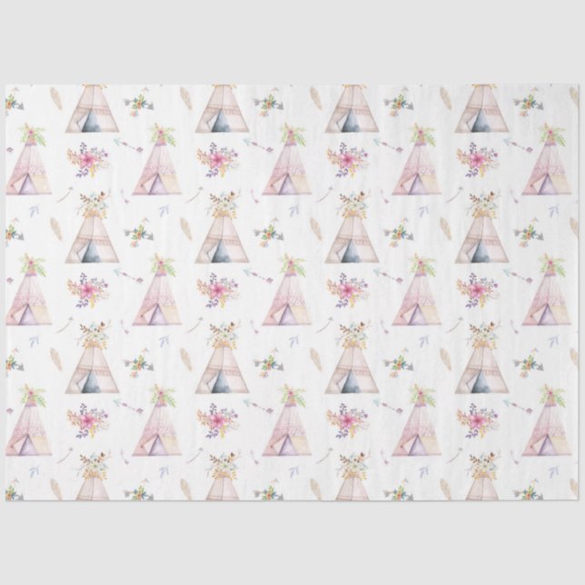 Seda Papel de Tecido de Quebra Presente Floral TeePee (Frente )
