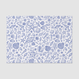 Seda Papel de Tecido de Seashell Ilustrado Azul