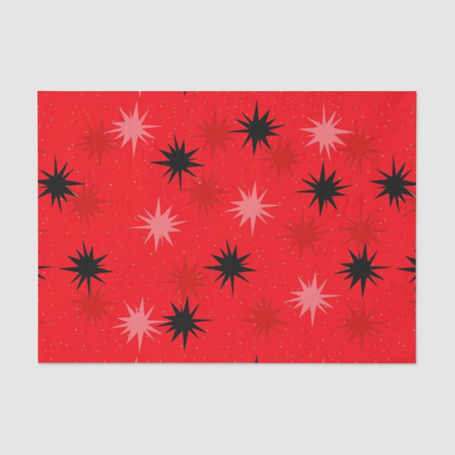 Seda Papel de Tecido de Starbursts Vermelhos Atômicos (Frente )