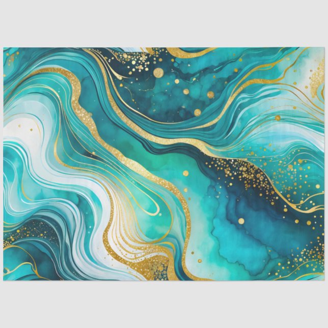 Seda Papel de Tecido de Tinta Colorida Marble (Frente )