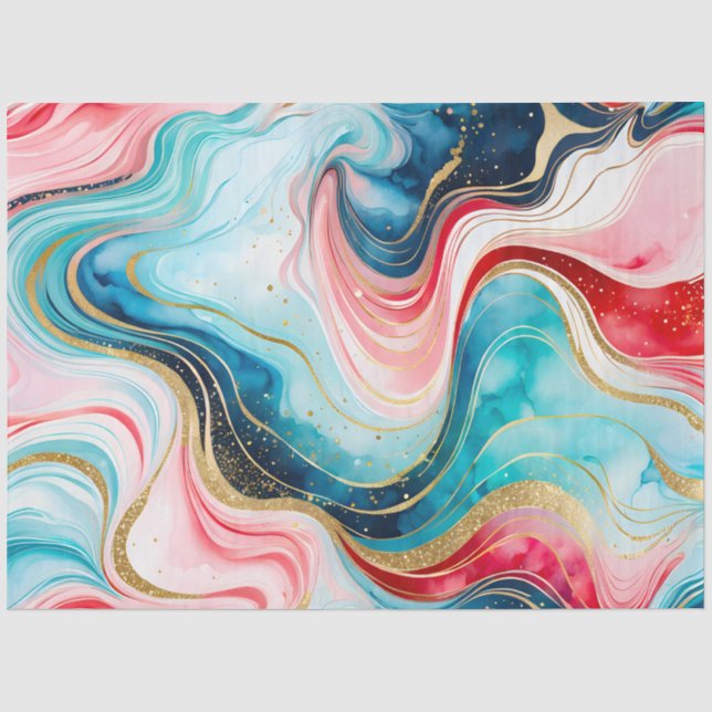 Seda Papel de Tecido de Tinta Colorida Marble (Frente )