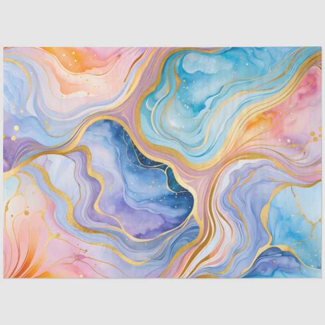 Seda Papel de Tecido de Tinta Colorida Marble (Frente )
