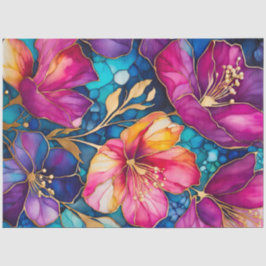 Seda Papel de Tecido de Tinta Floral Colorida