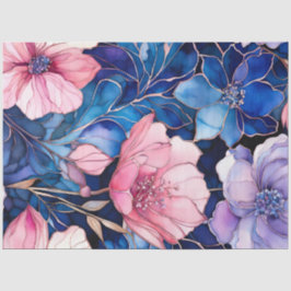 Seda Papel de Tecido de Tinta Floral Colorida