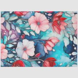 Seda Papel de Tecido de Tinta Floral Colorida