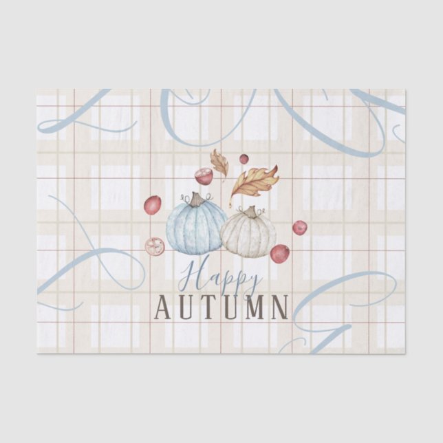 Seda Papel de Tecido de Xadrez de Autumn Pumpkins (Frente )