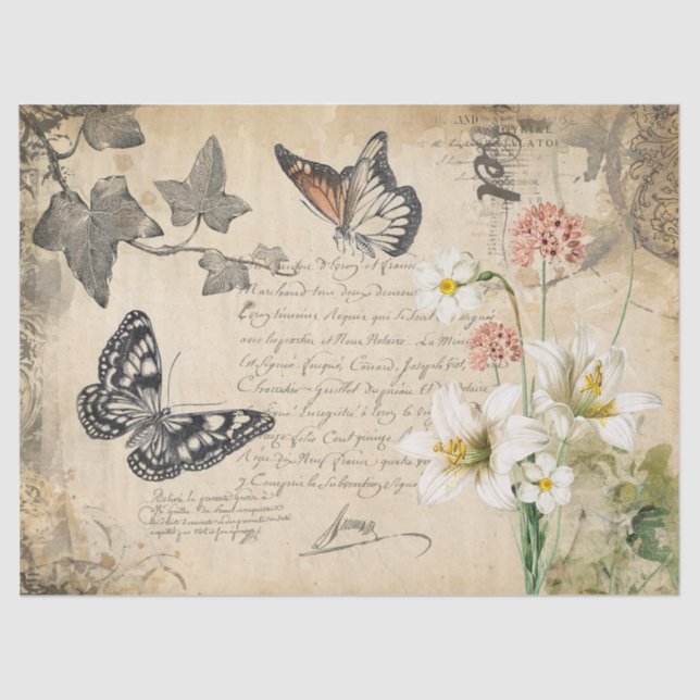 Seda Papel de Tecido Decorativo Floral Decorativo (Frente )