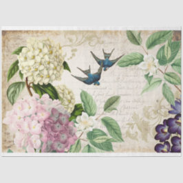 Seda Papel de Tecido Decorativo Vintage Floral Decoupag