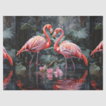Papel de Tecido Decoupage com Dois Flamingos
