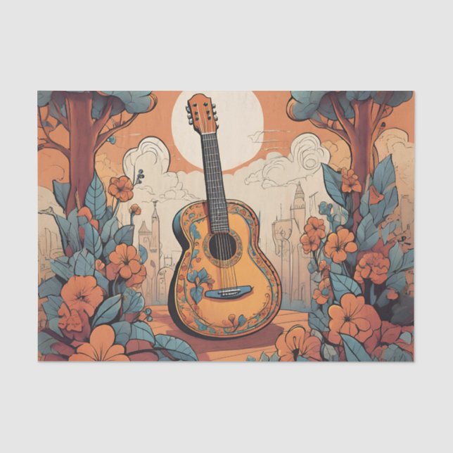 Seda Papel de Tecido Decoupage de Guitarra Funky (Frente )