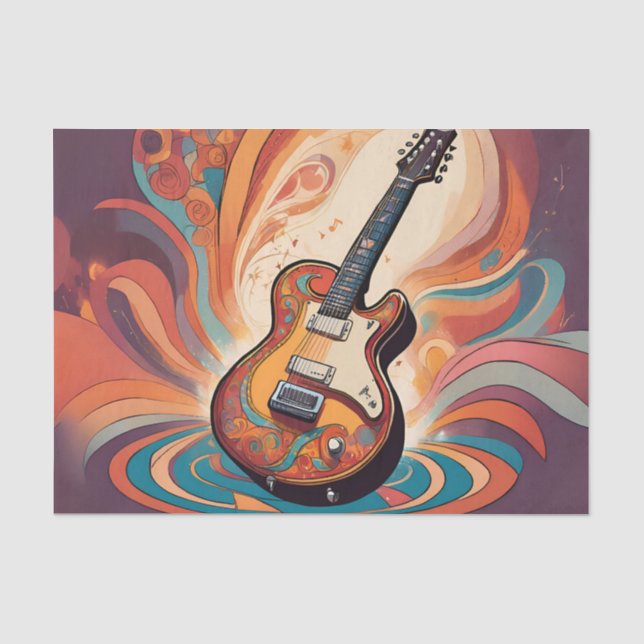 Seda Papel de Tecido Decoupage de Guitarra Groovy (Frente )