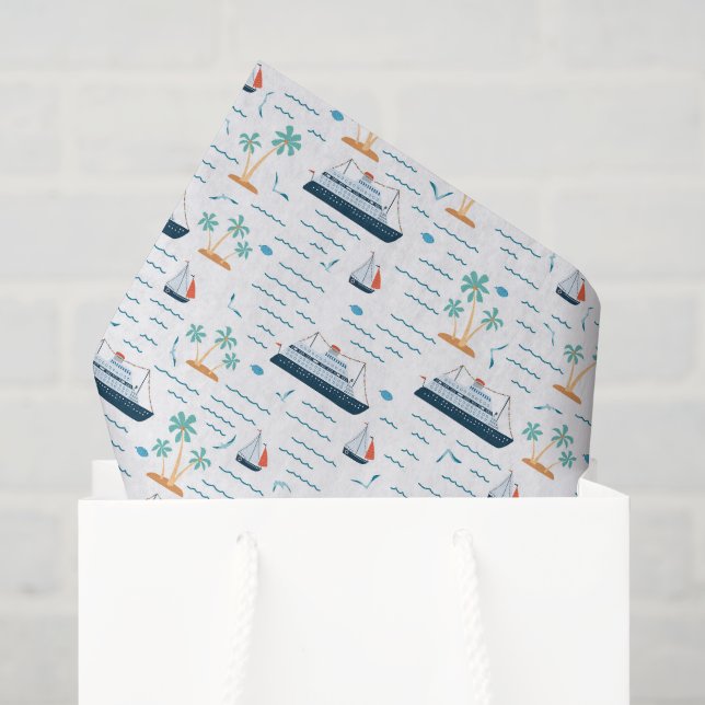 Seda Papel de Tecido Decoupage de Navio de Cruzeiro, Fé (Sacola de presentes)