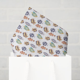 Seda Papel de Tecido Decoupage de Peixe