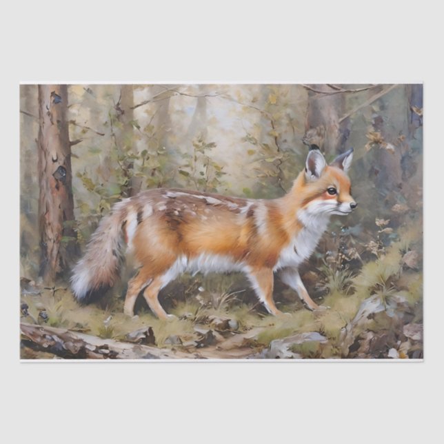 Seda Papel de Tecido Decoupage de Raposa Fofa (Frente )