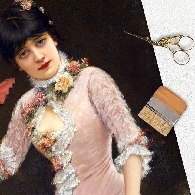Seda Papel de Tecido Decoupage de Vestido Rosa de Mulhe (Criador carregado)