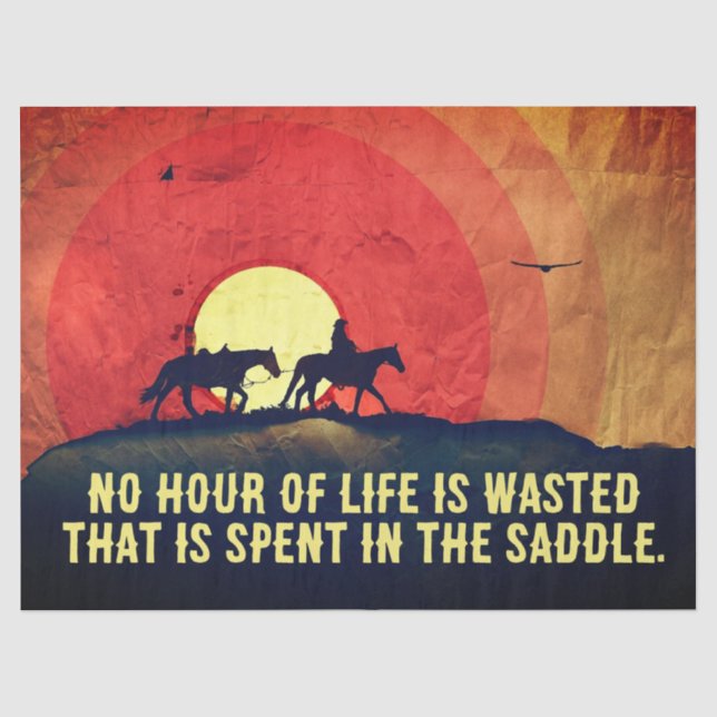 Seda Papel de Tecido/Decoupage do Cowboy no Cavalo (Frente )