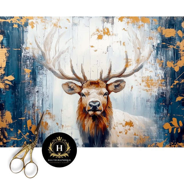 Seda Papel de Tecido Decoupage Elk Rústico (Criador carregado)