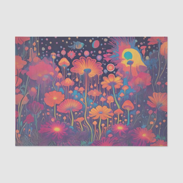 Seda Papel de Tecido Decoupage Flores Groovy Dripping (Frente )