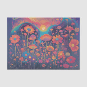 Seda Papel de Tecido Decoupage Flores Retro Groove