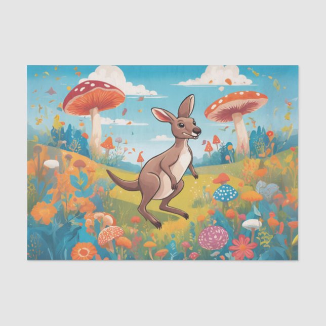 Seda Papel de Tecido Decoupage Jardim de Cogumelos Cang (Frente )