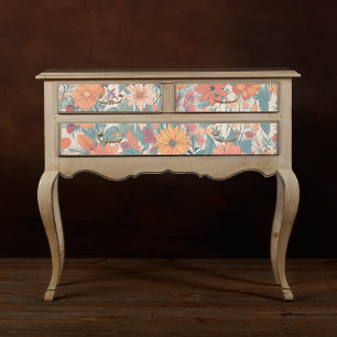 Seda Papel de Tecido Decoupage Jardim de Flores Pastel