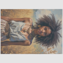 Papel de Tecido Decoupage Mulher Boho Africana