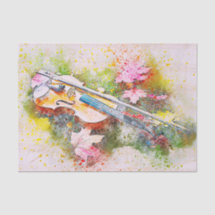 Seda Papel de Tecido Decoupage Música de Violino em Aqu