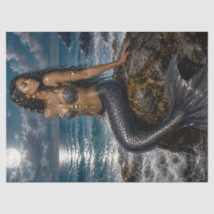 Seda Papel de Tecido Decoupage Sereia ao Luar   Escuro 