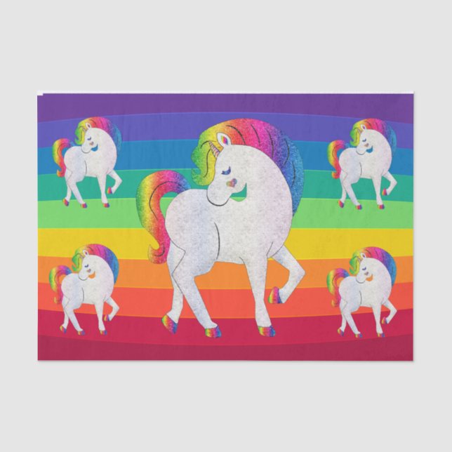 Seda Papel de Tecido Decoupage Unicórnio Arco-íris (Frente )