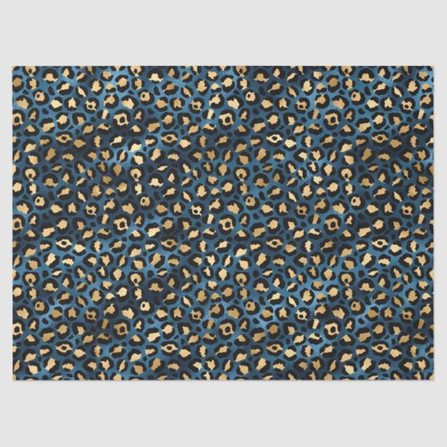 Seda Papel de Tecido Design 1 da Série Leopardo Azul e  (Frente )