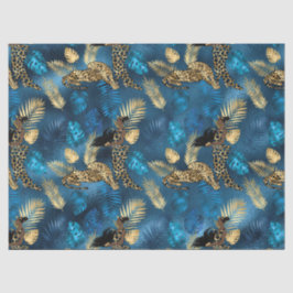 Seda Papel de Tecido Design 6 da Série Leopardo Azul e 