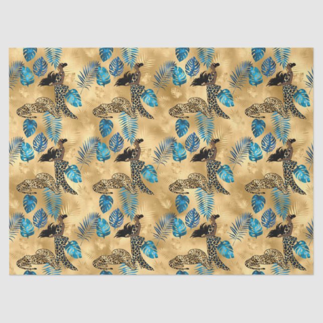 Seda Papel de Tecido Design 7 da Série Leopardo Azul e  (Frente )