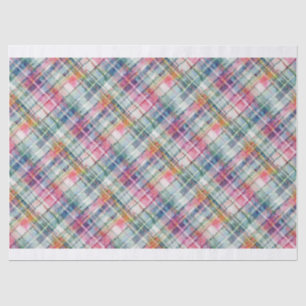 Seda Papel de Tecido Diagonal de Xadrez Preppy Madras