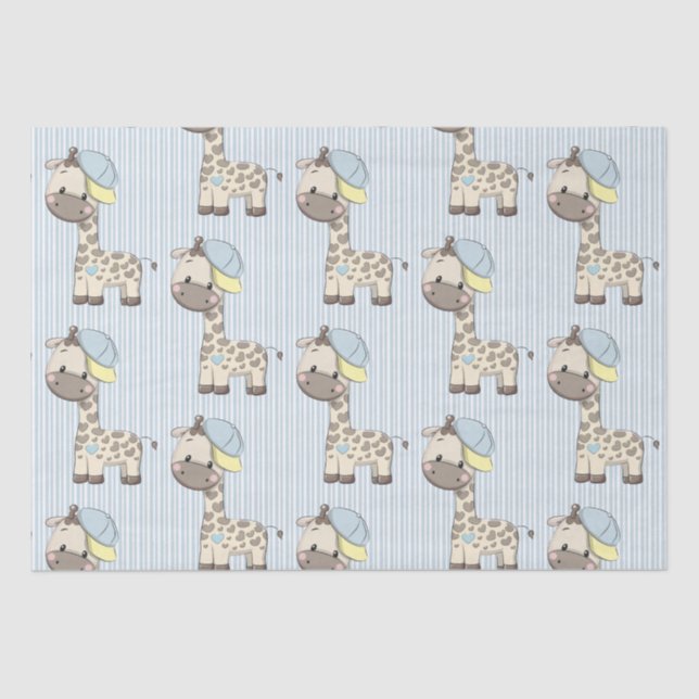 Seda Papel de Tecido do Baby Boy Giraffe Personalizado (Frente )
