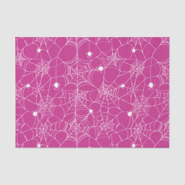 Seda Papel de Tecido do Dia das Bruxas na Web Pink Spid (Frente )