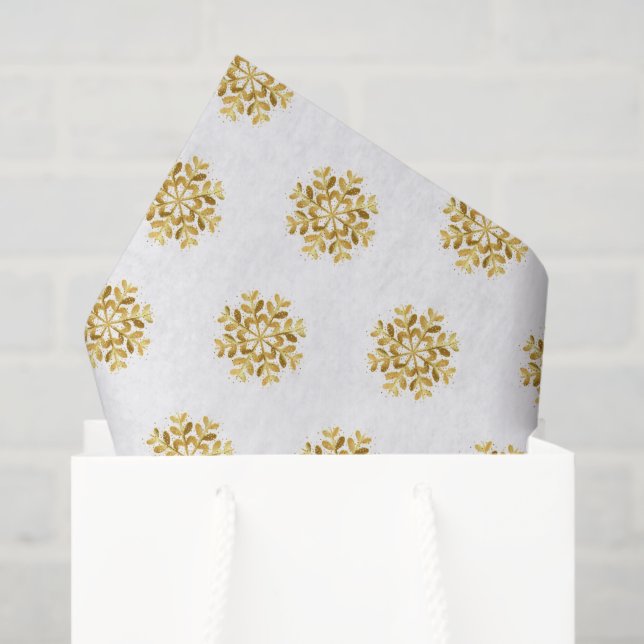 Seda Papel de Tecido Dourado de Papel Flocos de Neve Fe (Sacola de presentes)