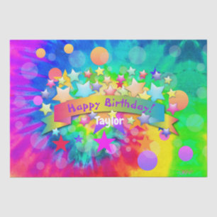 Seda Papel de Tecido Feliz Aniversário Psicodélico HAMb