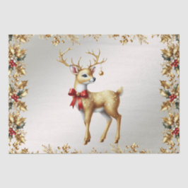 Seda Papel de Tecido Feriado de Reindeer Dourado