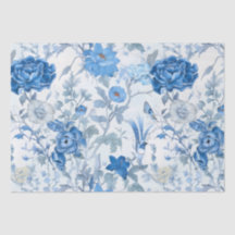 Papel de Tecido Flor Selvagem de Chinoiserie Azul