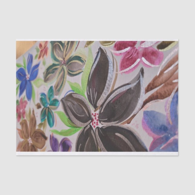 Seda Papel de Tecido Floral (Frente )