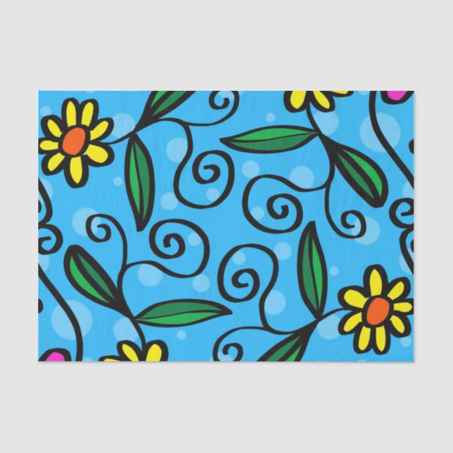 Seda Papel de Tecido Floral Abstrato (Frente )