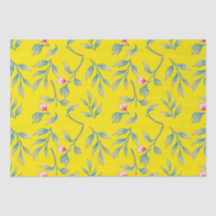 Papel de Tecido Floral Amarelo