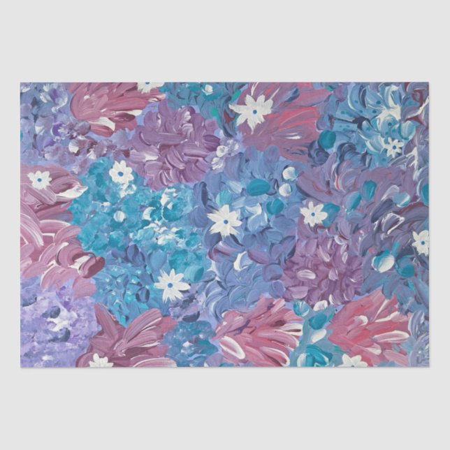 Seda Papel de Tecido Floral Azul Feliz (Frente )