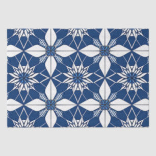 Seda Papel de Tecido Floral Branco Azul-Arte AI