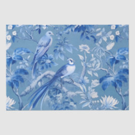 Seda Papel de Tecido Floral de Chinoiserie Azul