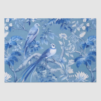Seda Papel de Tecido Floral de Chinoiserie Azul