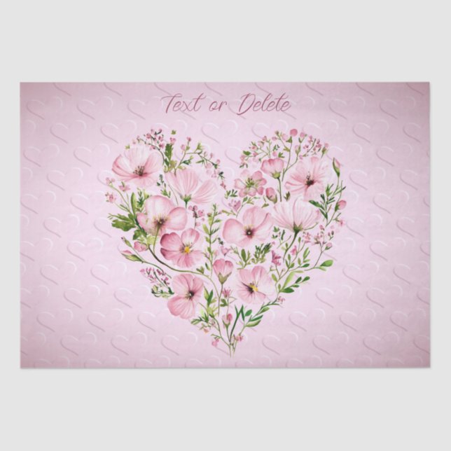 Seda Papel de Tecido Floral de Coração Rosa (Frente )
